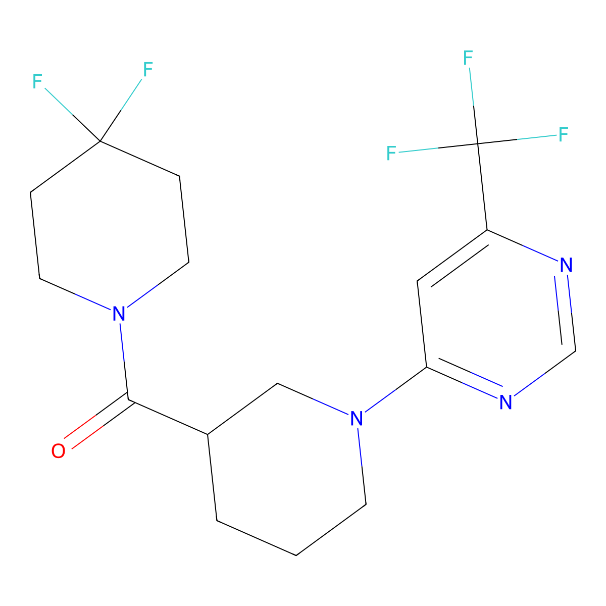 4-[3-(4,4-Difluoropiperidine-1-carbonyl)piperidin-1-yl]-6-(trifluoromethyl)pyrimidine molecular structure, CAS 2770603-12-6