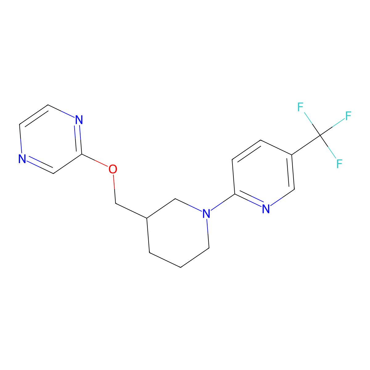 2-({1-[5-(Trifluoromethyl)pyridin-2-yl]piperidin-3-yl}methoxy)pyrazine molecular structure, CAS 2770603-13-7