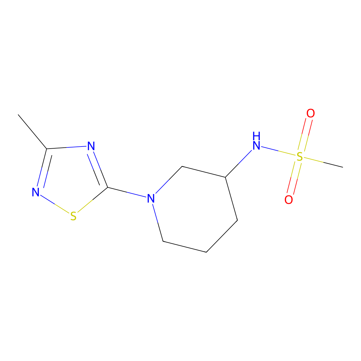 N-[1-(3-methyl-1,2,4-thiadiazol-5-yl)piperidin-3-yl]methanesulfonamide molecular structure, CAS 2770603-20-6