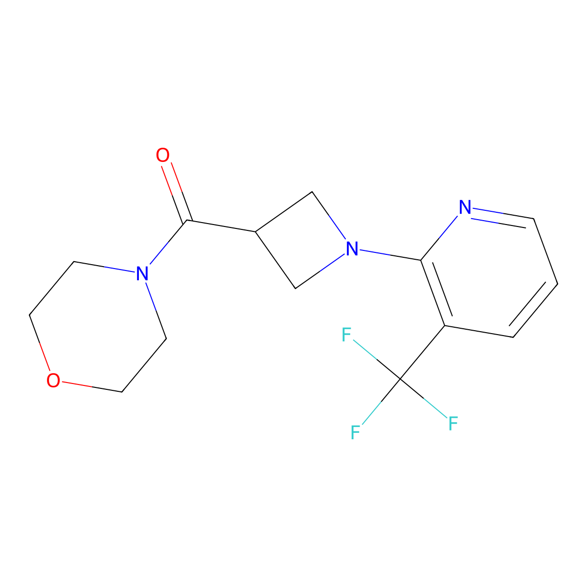 4-{1-[3-(Trifluoromethyl)pyridin-2-yl]azetidine-3-carbonyl}morpholine molecular structure, CAS 2770603-21-7