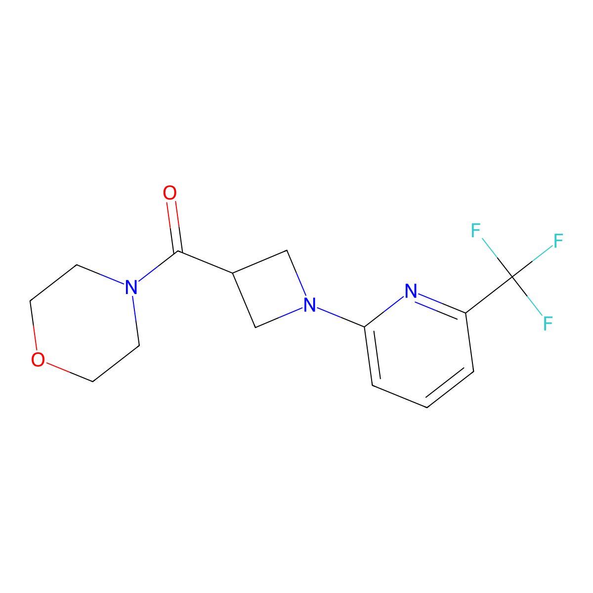 4-{1-[6-(Trifluoromethyl)pyridin-2-yl]azetidine-3-carbonyl}morpholine molecular structure, CAS 2770603-23-9