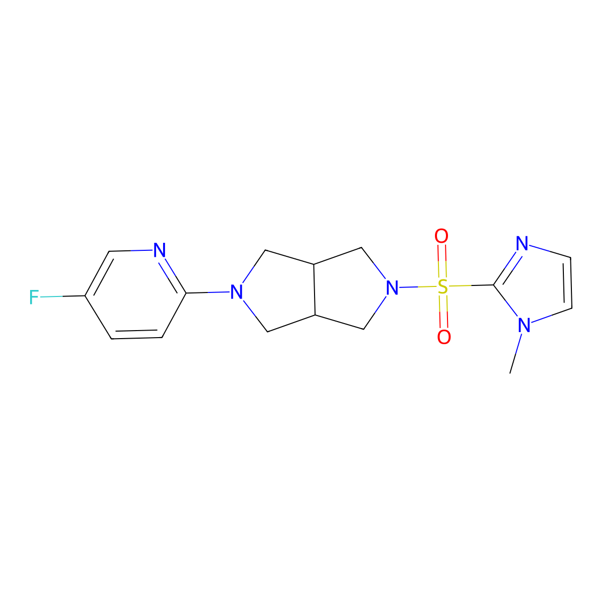 5-fluoro-2-{5-[(1-methyl-1H-imidazol-2-yl)sulfonyl]-octahydropyrrolo[3,4-c]pyrrol-2-yl}pyridine molecular structure, CAS 2770603-24-0