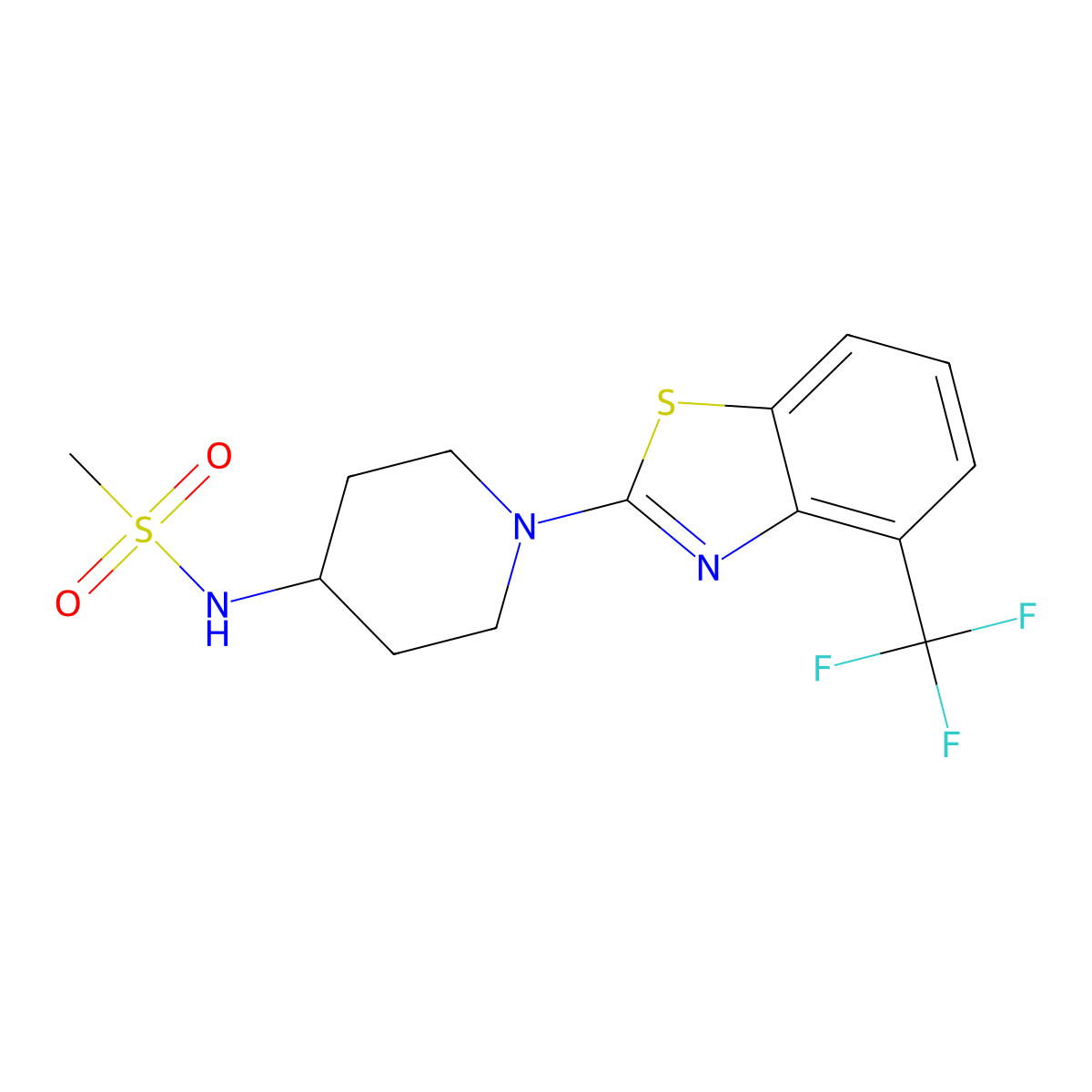 N-{1-[4-(trifluoromethyl)-1,3-benzothiazol-2-yl]piperidin-4-yl}methanesulfonamide molecular structure, CAS 2770603-36-4