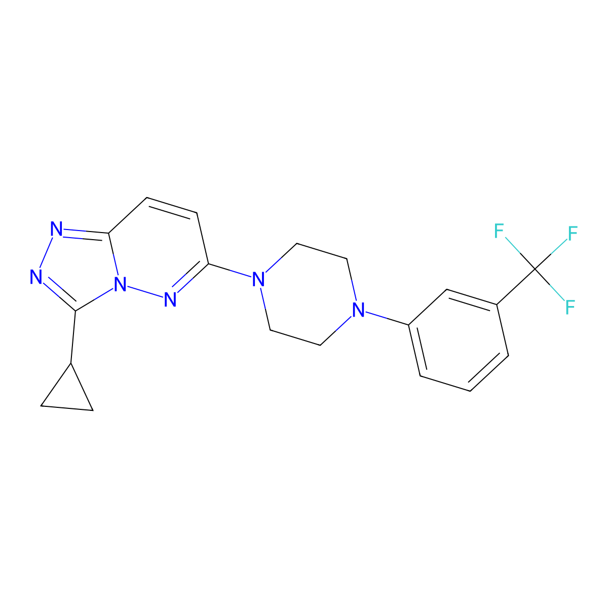 1-{3-Cyclopropyl-[1,2,4]triazolo[4,3-b]pyridazin-6-yl}-4-[3-(trifluoromethyl)phenyl]piperazine molecular structure, CAS 2770603-38-6
