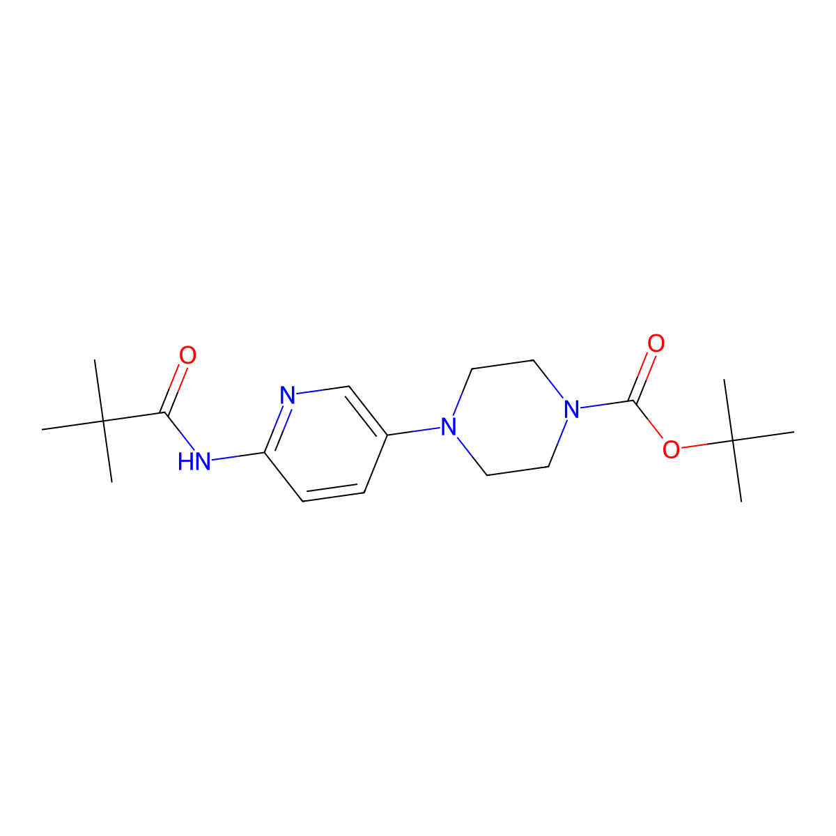 Tert-butyl 4-[6-(2,2-dimethylpropanamido)pyridin-3-yl]piperazine-1-carboxylate molecular structure, CAS 2770603-39-7