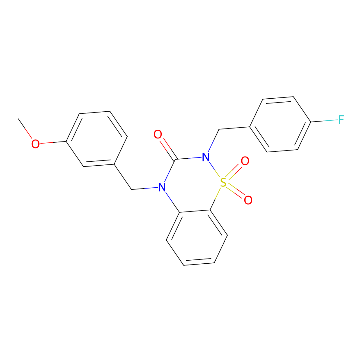 2-[(4-Fluorophenyl)methyl]-4-[(3-methoxyphenyl)methyl]-1,1-dioxo-1lambda6,2,4-benzothiadiazin-3-one molecular structure, CAS 2770603-40-0