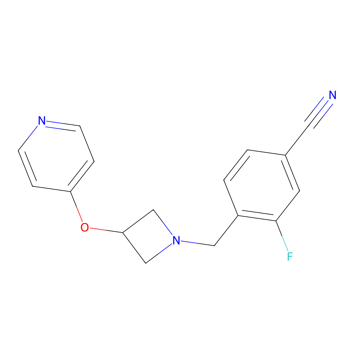 3-Fluoro-4-{[3-(pyridin-4-yloxy)azetidin-1-yl]methyl}benzonitrile molecular structure, CAS 2770603-41-1