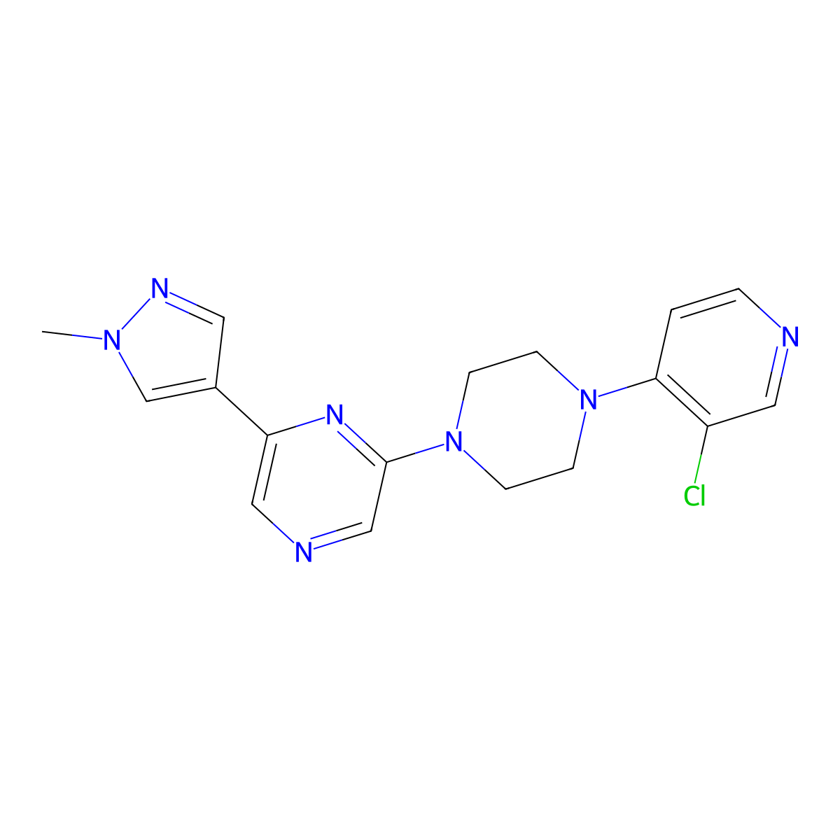 2-[4-(3-chloropyridin-4-yl)piperazin-1-yl]-6-(1-methyl-1H-pyrazol-4-yl)pyrazine molecular structure, CAS 2770603-43-3