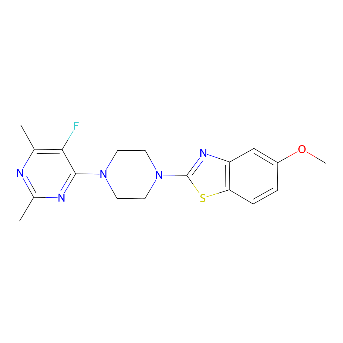 2-[4-(5-Fluoro-2,6-dimethylpyrimidin-4-yl)piperazin-1-yl]-5-methoxy-1,3-benzothiazole molecular structure, CAS 2770603-47-7