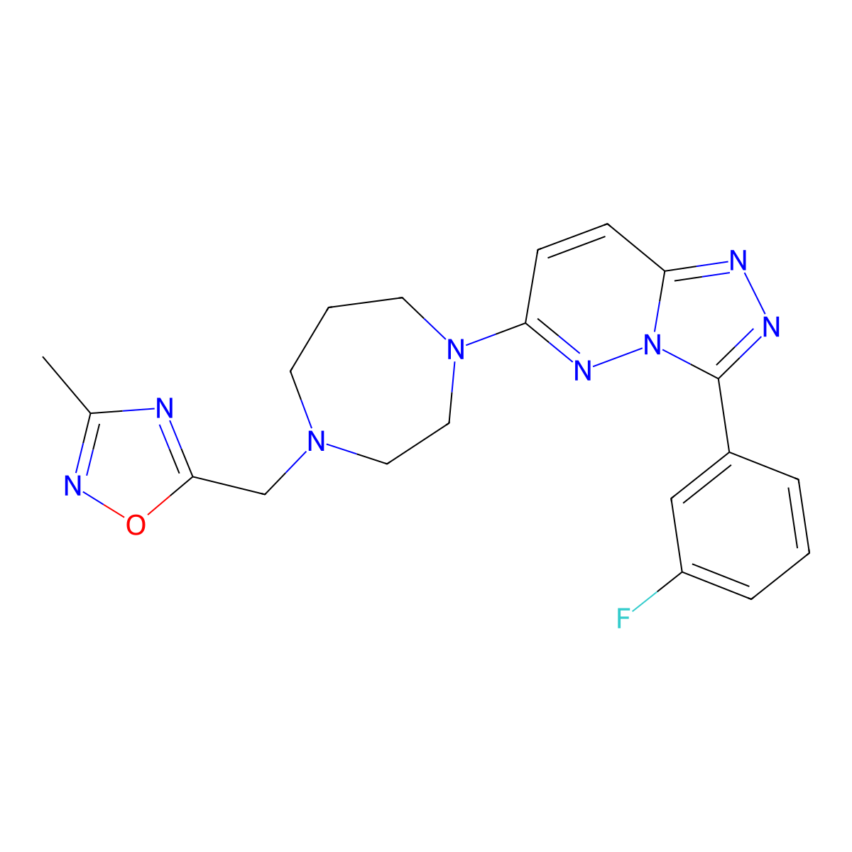 1-[3-(3-Fluorophenyl)-[1,2,4]triazolo[4,3-b]pyridazin-6-yl]-4-[(3-methyl-1,2,4-oxadiazol-5-yl)methyl]-1,4-diazepane molecular structure, CAS 2770603-49-9