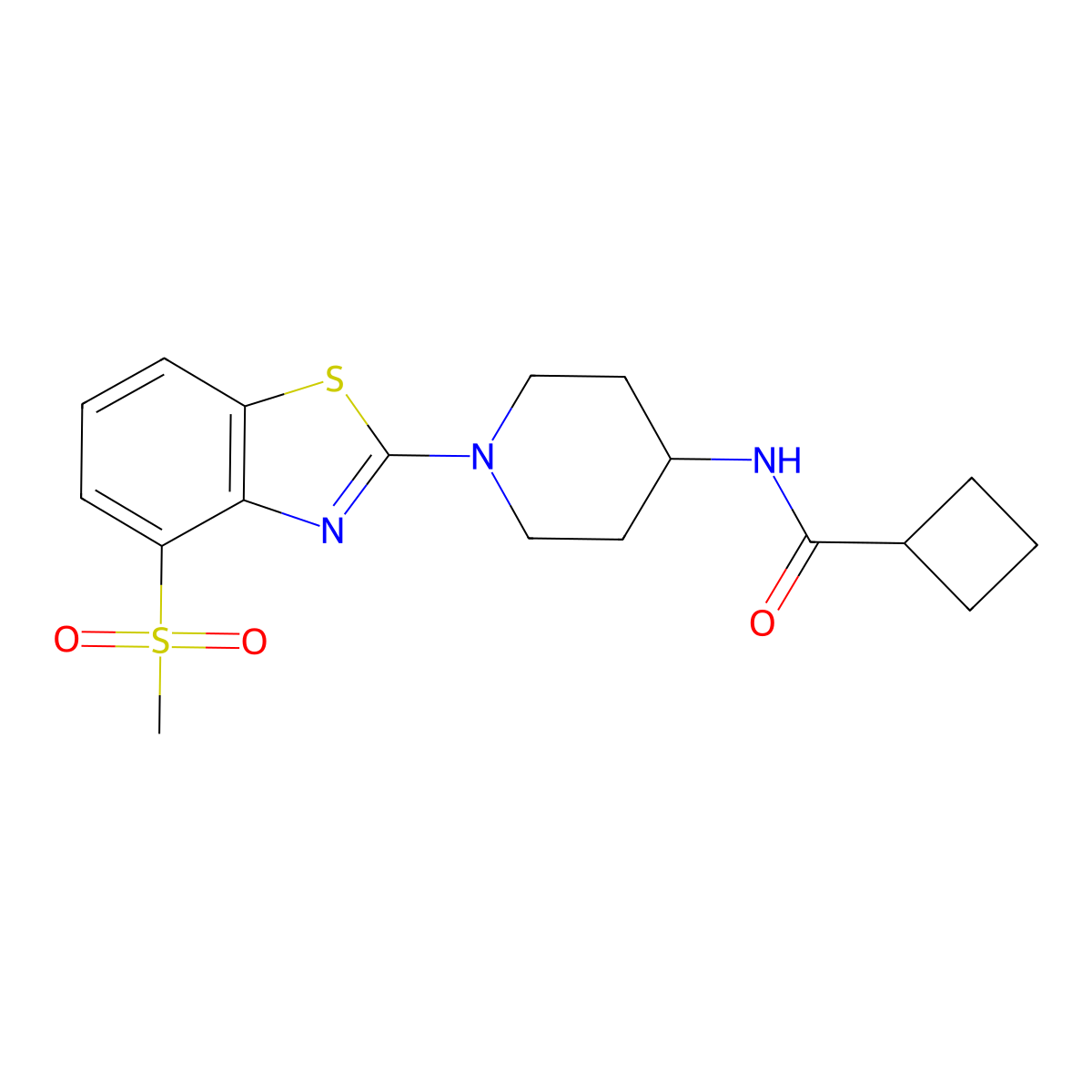 N-[1-(4-methanesulfonyl-1,3-benzothiazol-2-yl)piperidin-4-yl]cyclobutanecarboxamide molecular structure, CAS 2770603-63-7