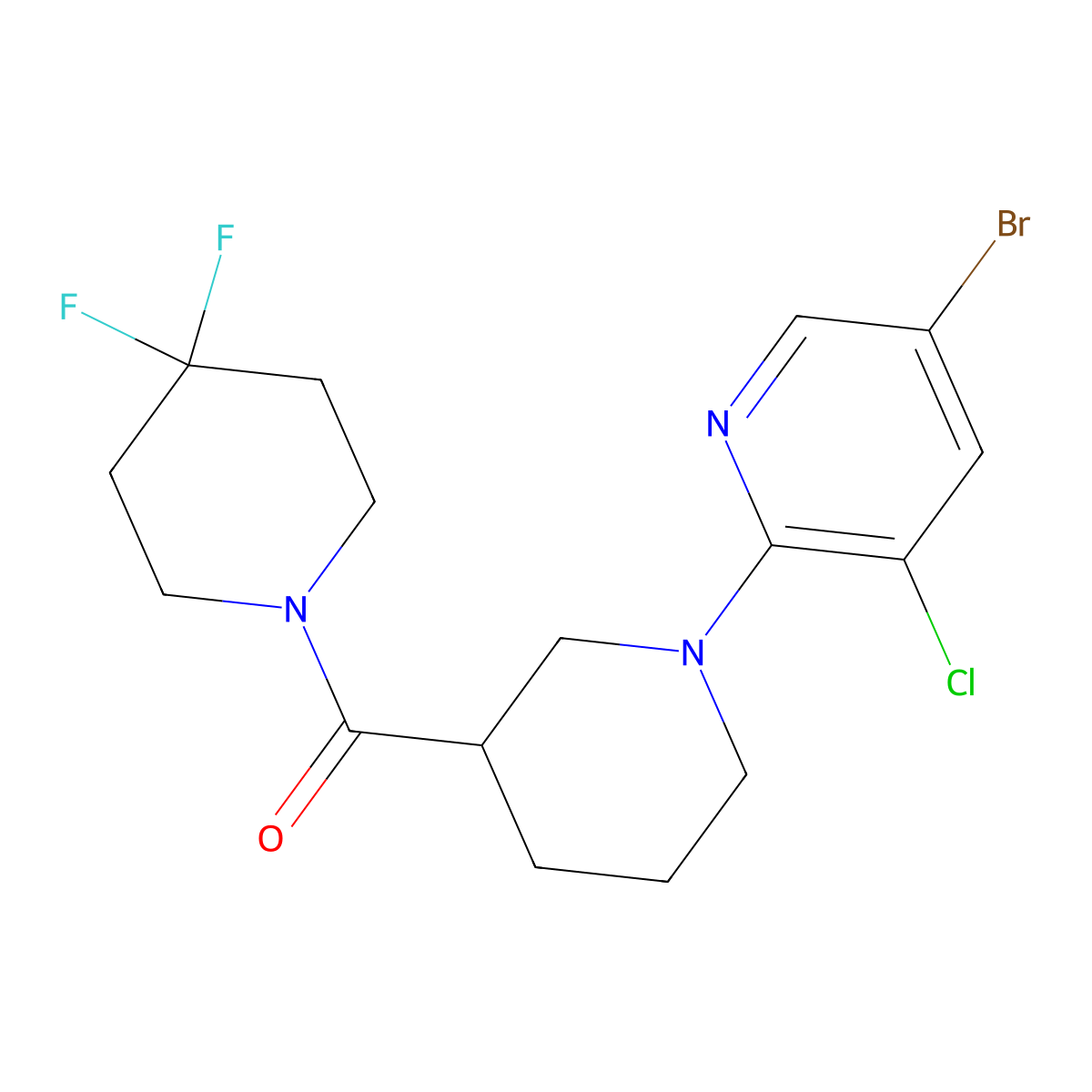 5-Bromo-3-chloro-2-[3-(4,4-difluoropiperidine-1-carbonyl)piperidin-1-yl]pyridine molecular structure, CAS 2770603-65-9