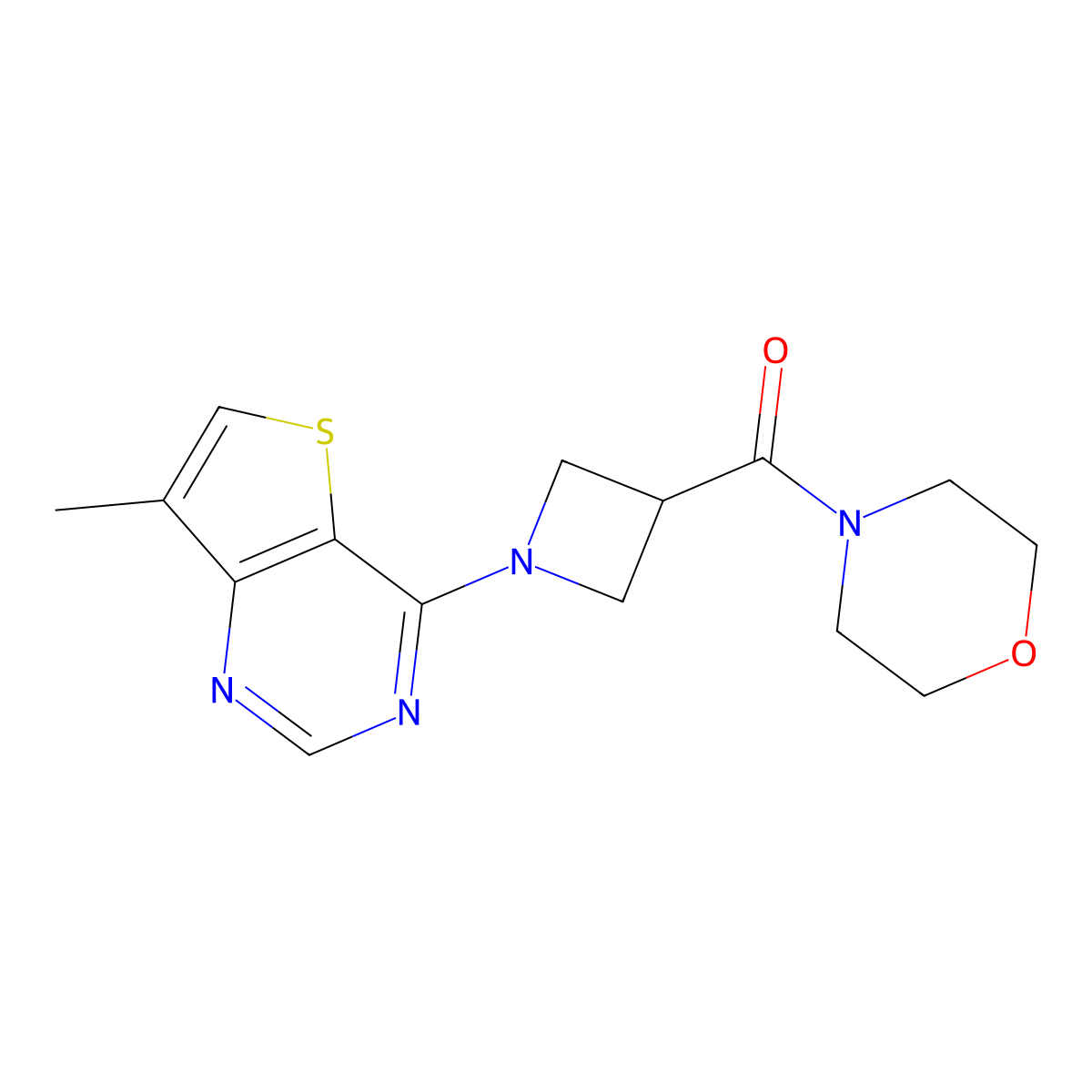 4-(1-{7-Methylthieno[3,2-d]pyrimidin-4-yl}azetidine-3-carbonyl)morpholine molecular structure, CAS 2770603-66-0