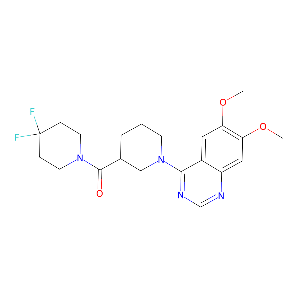 4-[3-(4,4-Difluoropiperidine-1-carbonyl)piperidin-1-yl]-6,7-dimethoxyquinazoline molecular structure, CAS 2770603-71-7