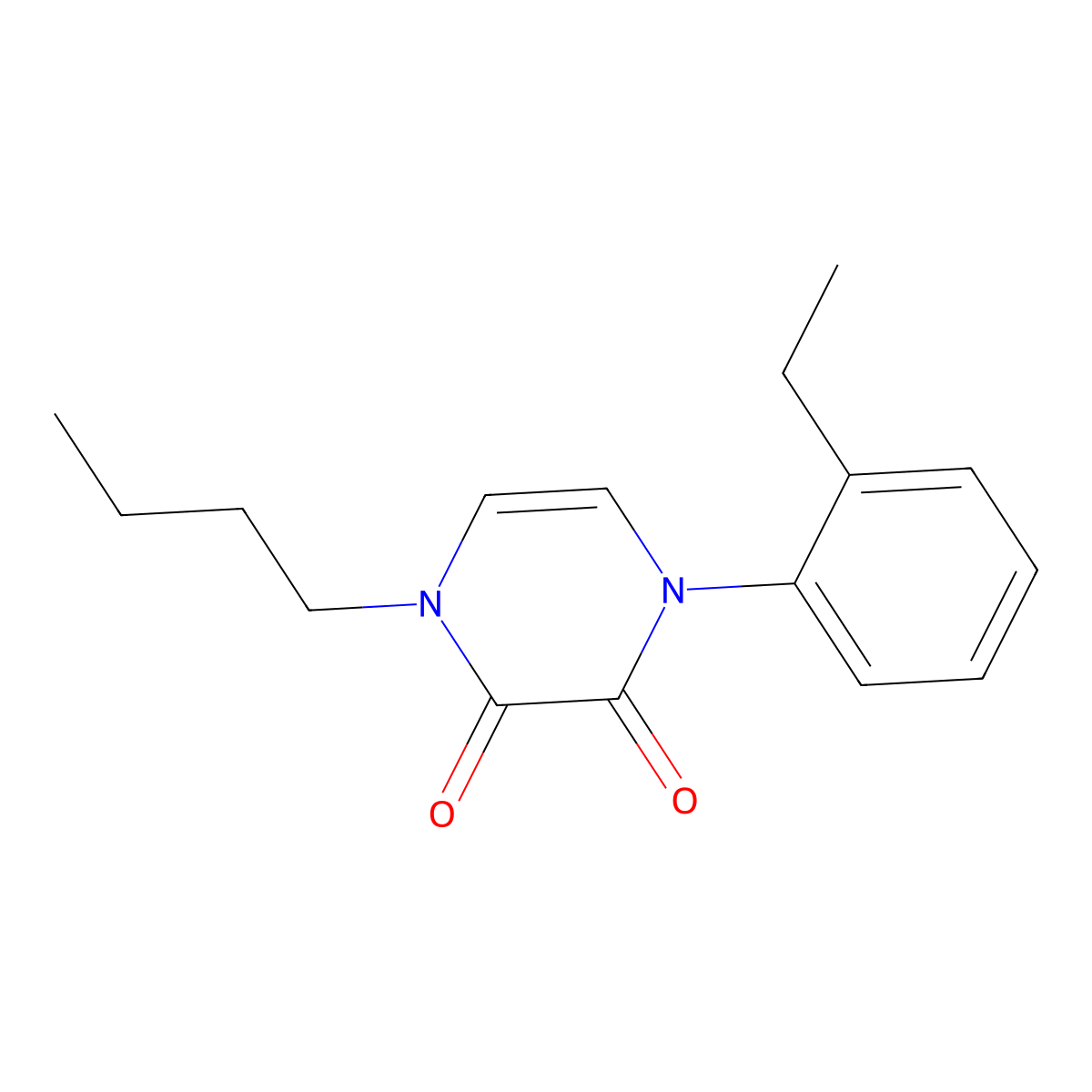 1-Butyl-4-(2-ethylphenyl)-1,2,3,4-tetrahydropyrazine-2,3-dione molecular structure, CAS 2770603-75-1
