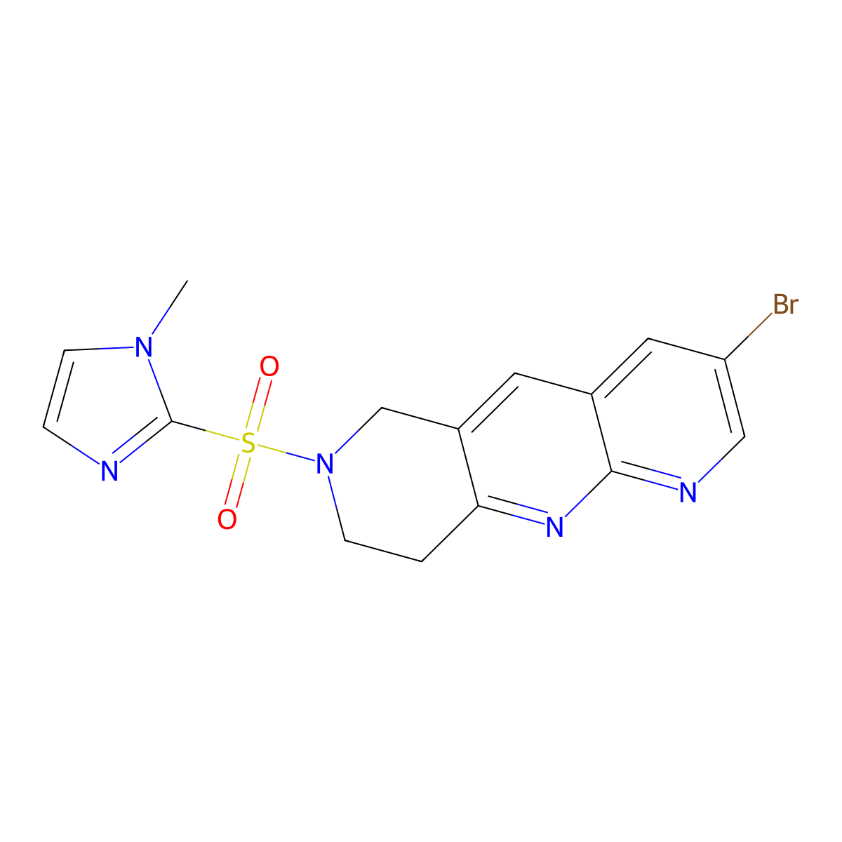 2-({3-bromo-6H,7H,8H,9H-pyrido[2,3-b]1,6-naphthyridin-7-yl}sulfonyl)-1-methyl-1H-imidazole molecular structure, CAS 2770603-90-0