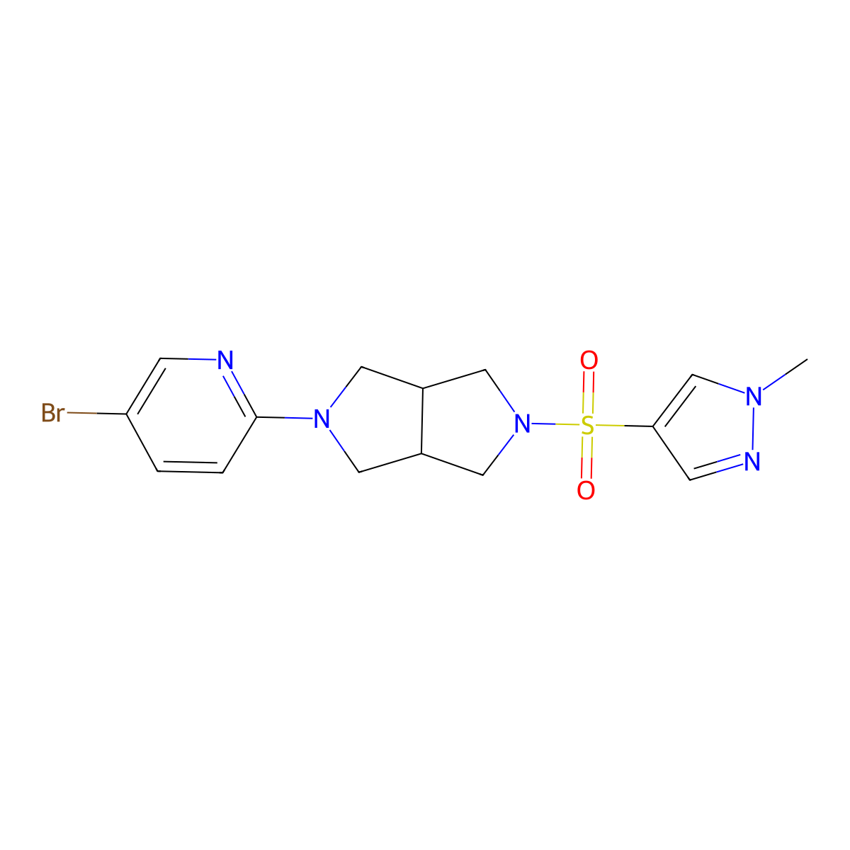 5-bromo-2-{5-[(1-methyl-1H-pyrazol-4-yl)sulfonyl]-octahydropyrrolo[3,4-c]pyrrol-2-yl}pyridine molecular structure, CAS 2770603-94-4