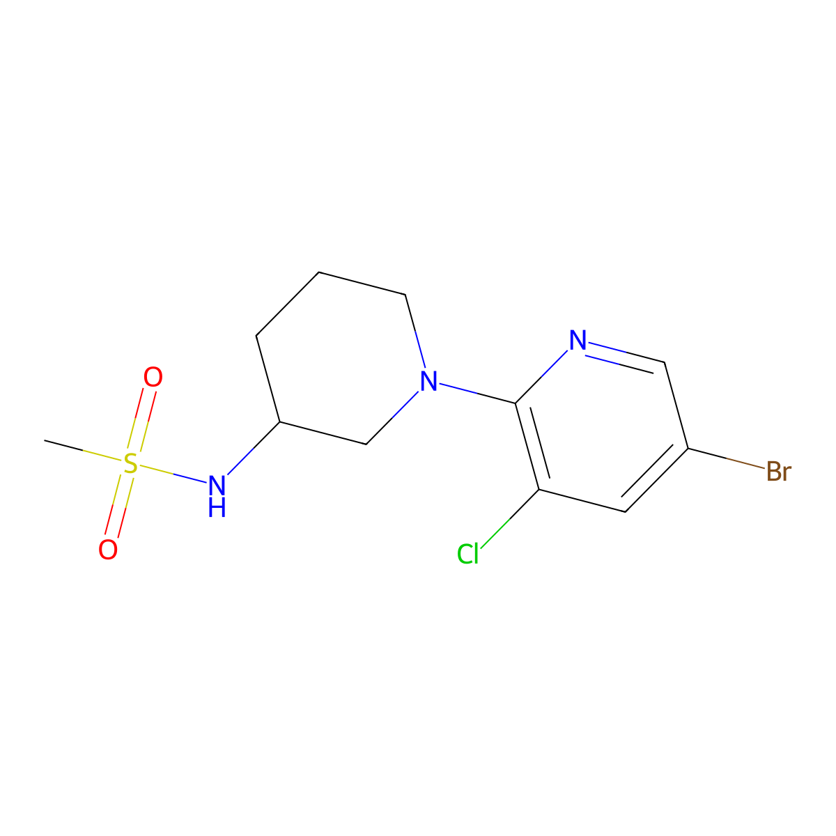 N-[1-(5-bromo-3-chloropyridin-2-yl)piperidin-3-yl]methanesulfonamide molecular structure, CAS 2770603-95-5