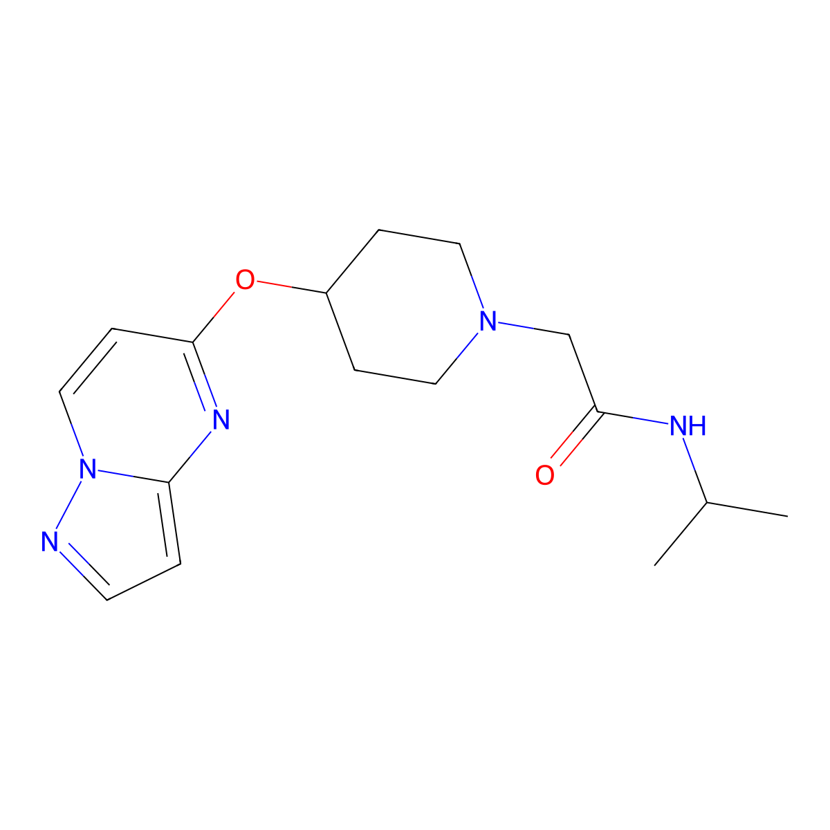 N-(propan-2-yl)-2-(4-{pyrazolo[1,5-a]pyrimidin-5-yloxy}piperidin-1-yl)acetamide molecular structure, CAS 2770603-97-7
