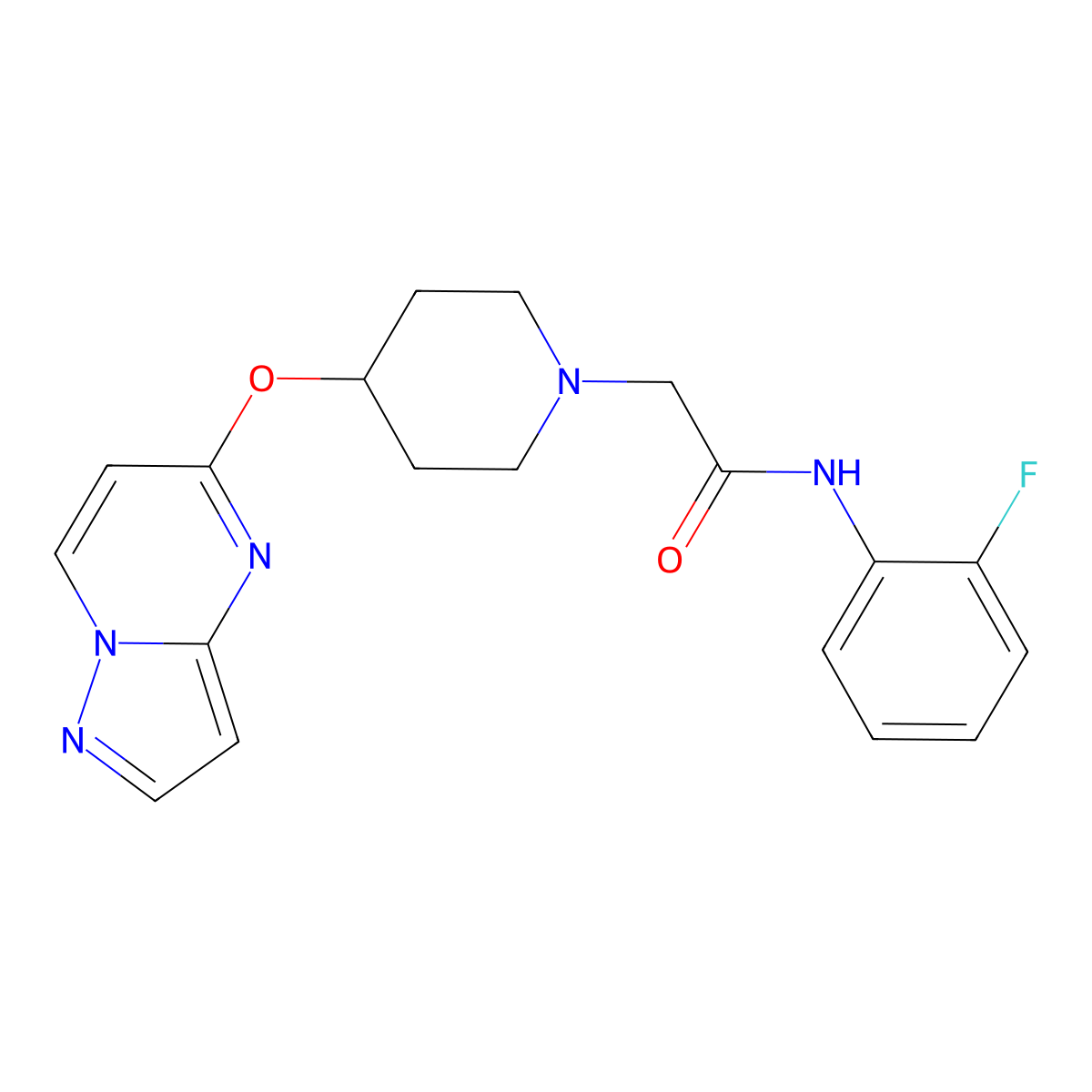 N-(2-fluorophenyl)-2-(4-{pyrazolo[1,5-a]pyrimidin-5-yloxy}piperidin-1-yl)acetamide molecular structure, CAS 2770604-00-5