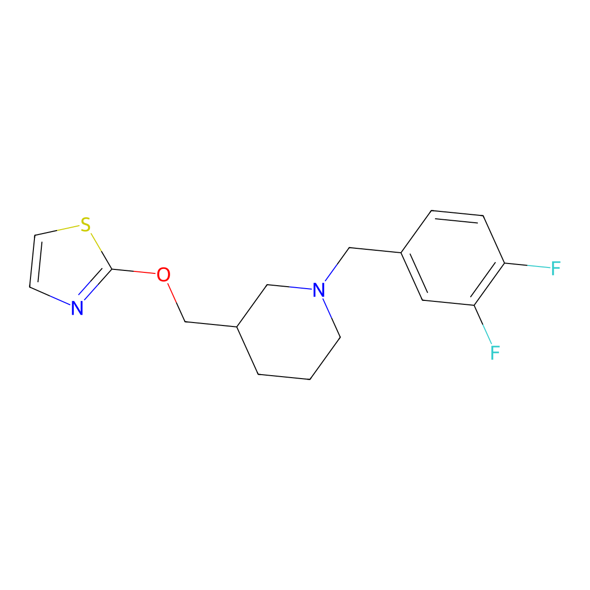 1-[(3,4-Difluorophenyl)methyl]-3-[(1,3-thiazol-2-yloxy)methyl]piperidine molecular structure, CAS 2770604-03-8