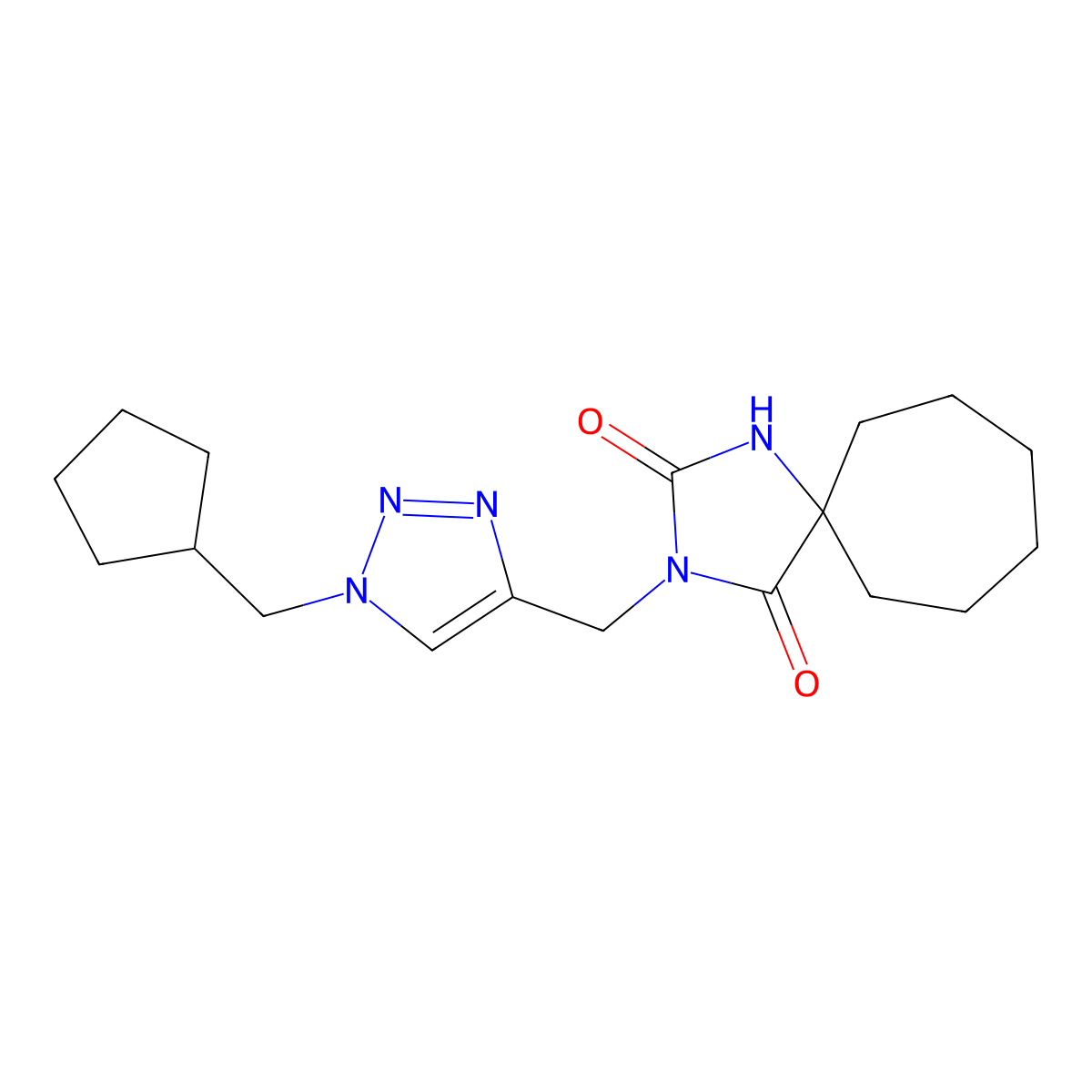 3-{[1-(cyclopentylmethyl)-1H-1,2,3-triazol-4-yl]methyl}-1,3-diazaspiro[4.6]undecane-2,4-dione molecular structure, CAS 2770604-04-9