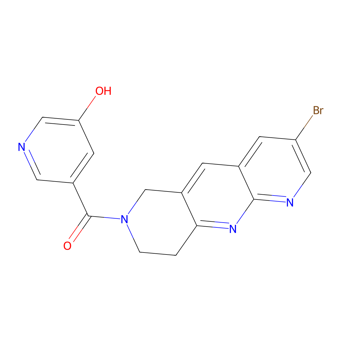 5-{3-bromo-6H,7H,8H,9H-pyrido[2,3-b]1,6-naphthyridine-7-carbonyl}pyridin-3-ol molecular structure, CAS 2770604-09-4