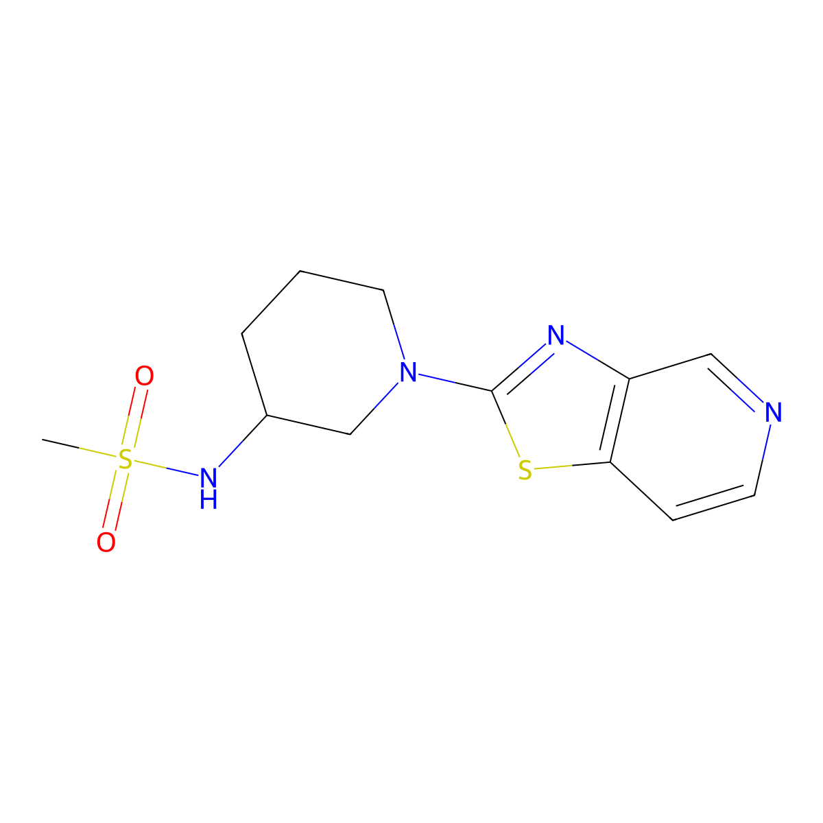 N-(1-{[1,3]thiazolo[4,5-c]pyridin-2-yl}piperidin-3-yl)methanesulfonamide molecular structure, CAS 2770604-11-8