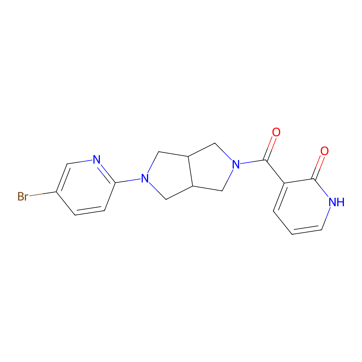 3-[5-(5-Bromopyridin-2-yl)-octahydropyrrolo[3,4-c]pyrrole-2-carbonyl]-1,2-dihydropyridin-2-one molecular structure, CAS 2770604-12-9