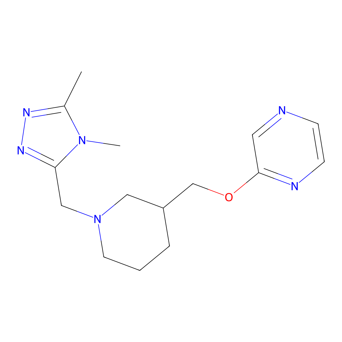 2-({1-[(4,5-dimethyl-4H-1,2,4-triazol-3-yl)methyl]piperidin-3-yl}methoxy)pyrazine molecular structure, CAS 2770604-14-1