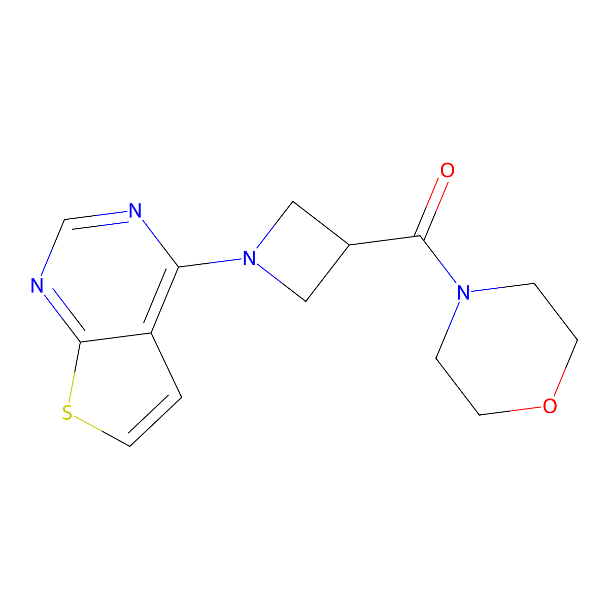 4-(1-{Thieno[2,3-d]pyrimidin-4-yl}azetidine-3-carbonyl)morpholine molecular structure, CAS 2770604-17-4