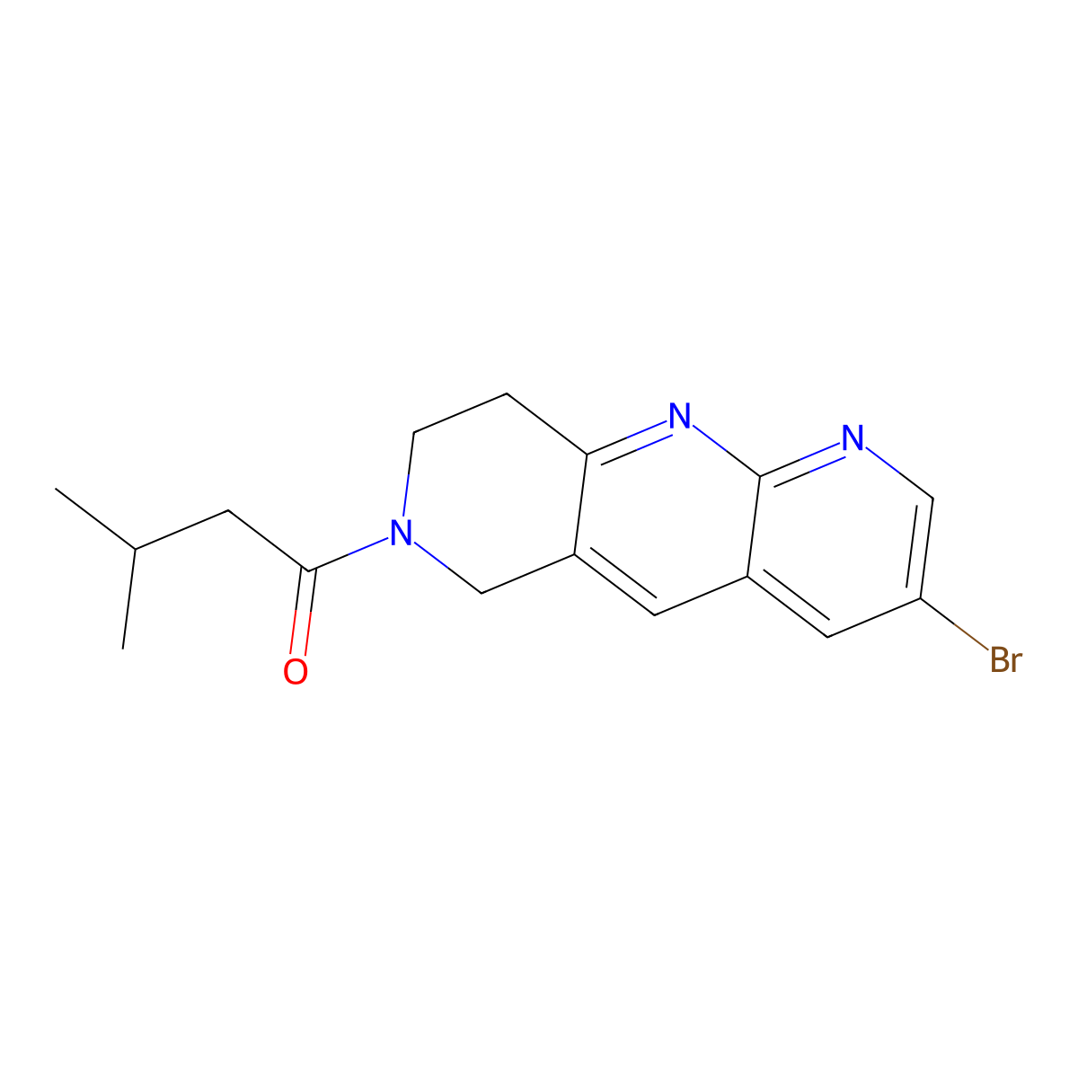 1-{3-bromo-6H,7H,8H,9H-pyrido[2,3-b]1,6-naphthyridin-7-yl}-3-methylbutan-1-one molecular structure, CAS 2770604-21-0