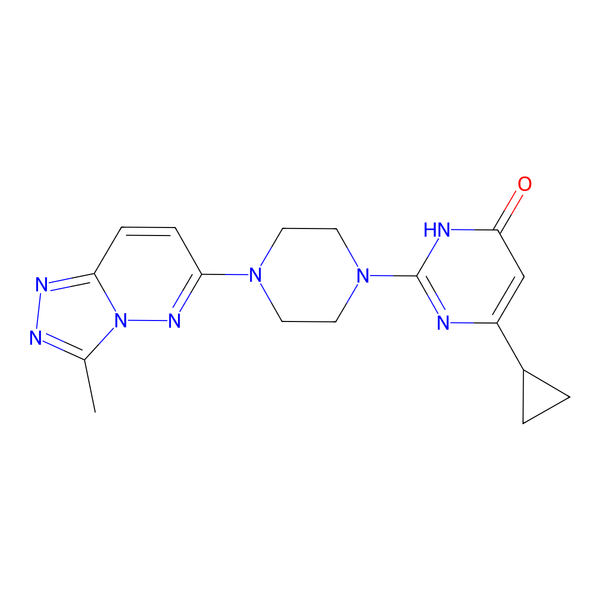 6-Cyclopropyl-2-(4-{3-methyl-[1,2,4]triazolo[4,3-b]pyridazin-6-yl}piperazin-1-yl)-3,4-dihydropyrimidin-4-one molecular structure, CAS 2770604-26-5
