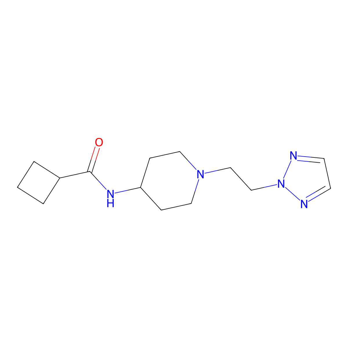 N-{1-[2-(2H-1,2,3-triazol-2-yl)ethyl]piperidin-4-yl}cyclobutanecarboxamide molecular structure, CAS 2770604-35-6