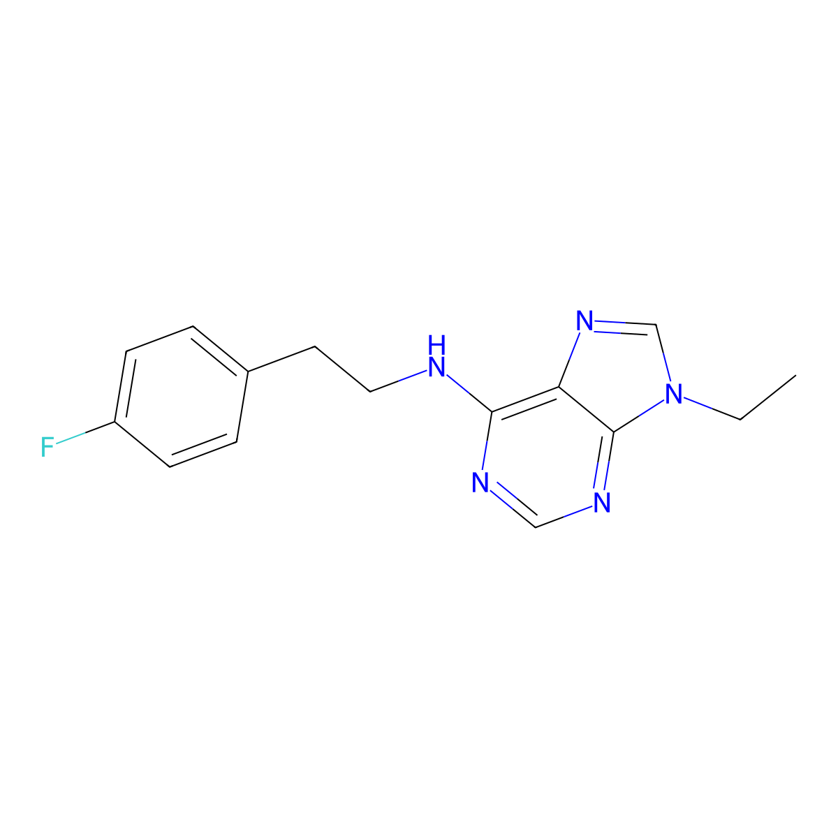 9-ethyl-N-[2-(4-fluorophenyl)ethyl]-9H-purin-6-amine molecular structure, CAS 2770604-41-4