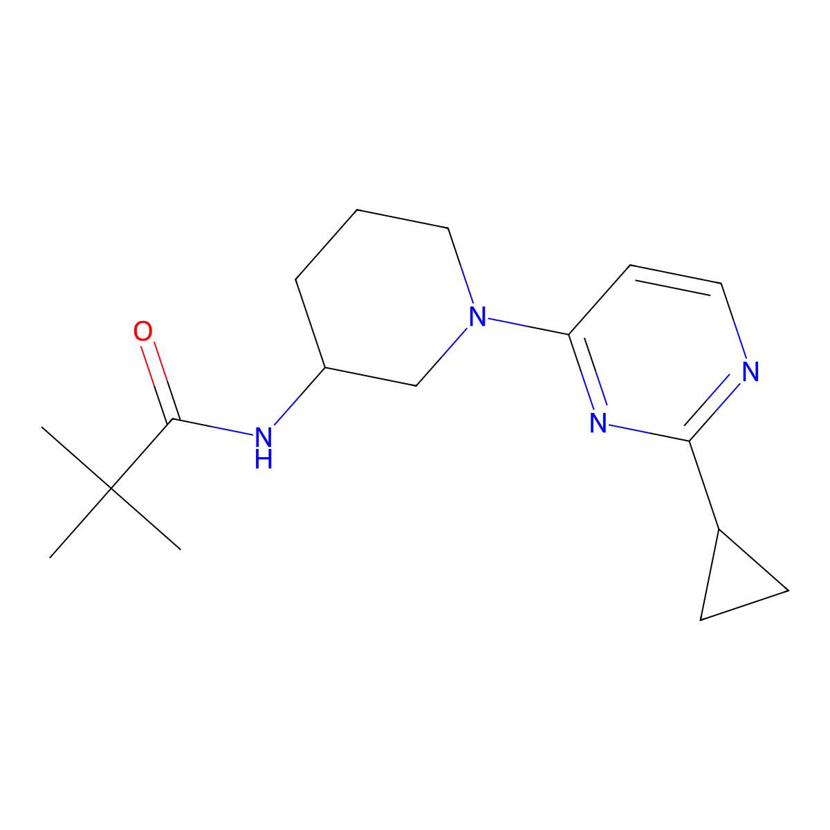 N-[1-(2-cyclopropylpyrimidin-4-yl)piperidin-3-yl]-2,2-dimethylpropanamide molecular structure, CAS 2770604-45-8