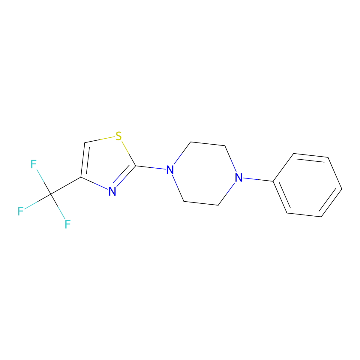 1-Phenyl-4-[4-(trifluoromethyl)-1,3-thiazol-2-yl]piperazine molecular structure, CAS 2770604-46-9