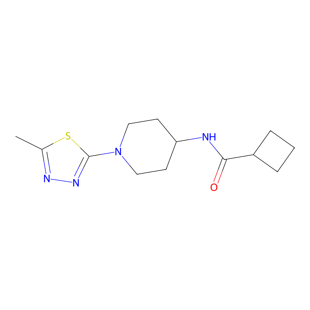 N-[1-(5-methyl-1,3,4-thiadiazol-2-yl)piperidin-4-yl]cyclobutanecarboxamide molecular structure, CAS 2770604-49-2