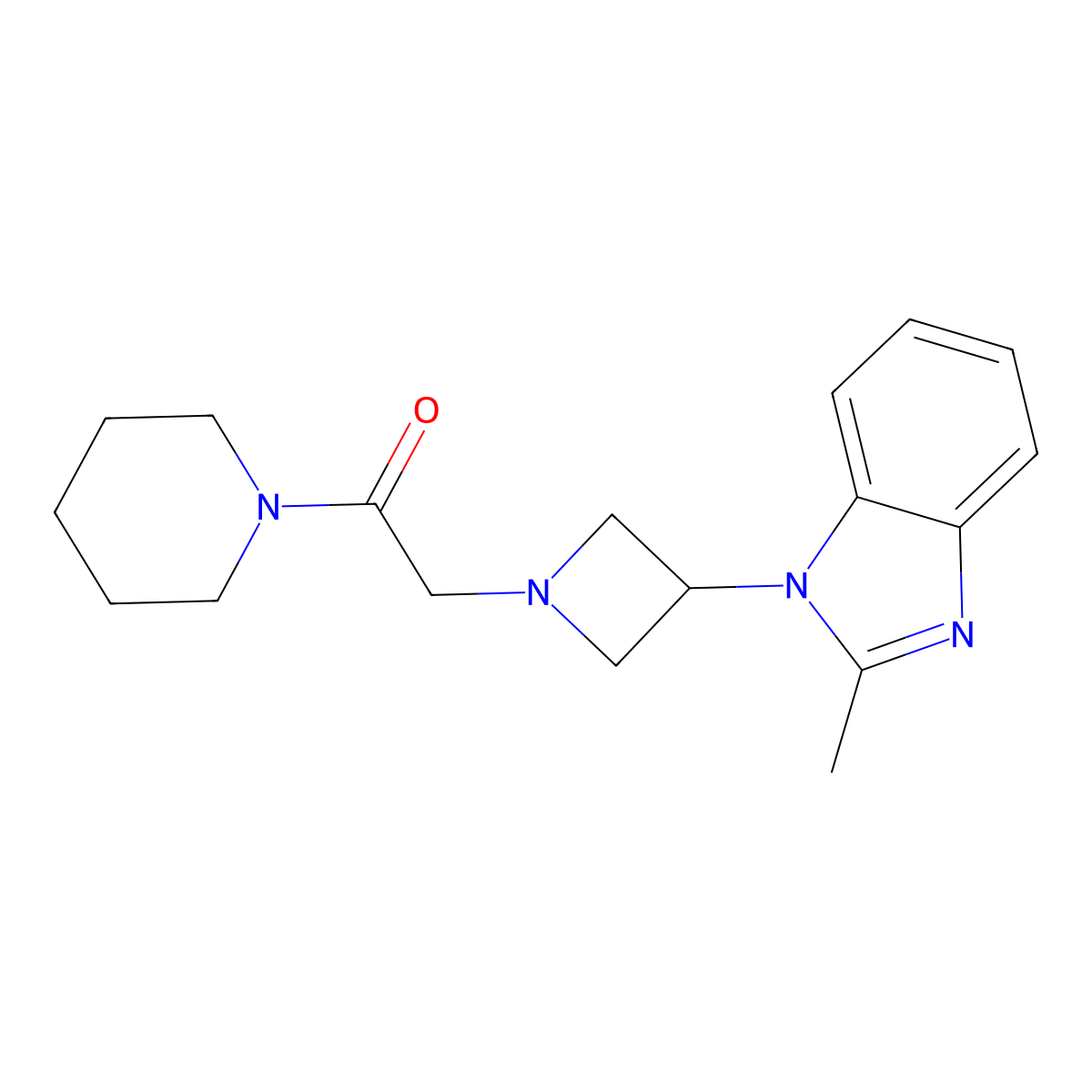 2-[3-(2-methyl-1H-1,3-benzodiazol-1-yl)azetidin-1-yl]-1-(piperidin-1-yl)ethan-1-one molecular structure, CAS 2770604-59-4