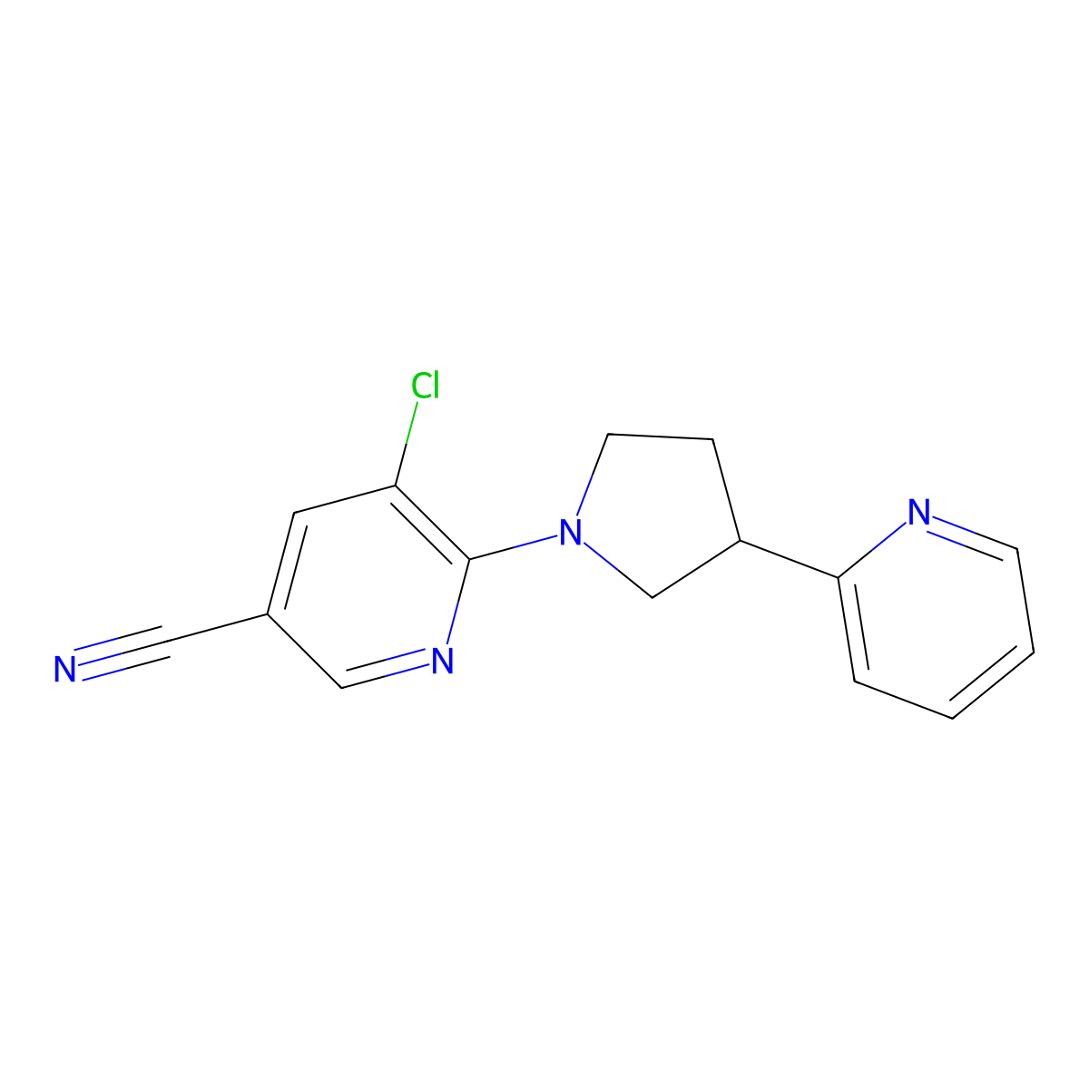 5-Chloro-6-[3-(pyridin-2-yl)pyrrolidin-1-yl]pyridine-3-carbonitrile molecular structure, CAS 2770604-61-8