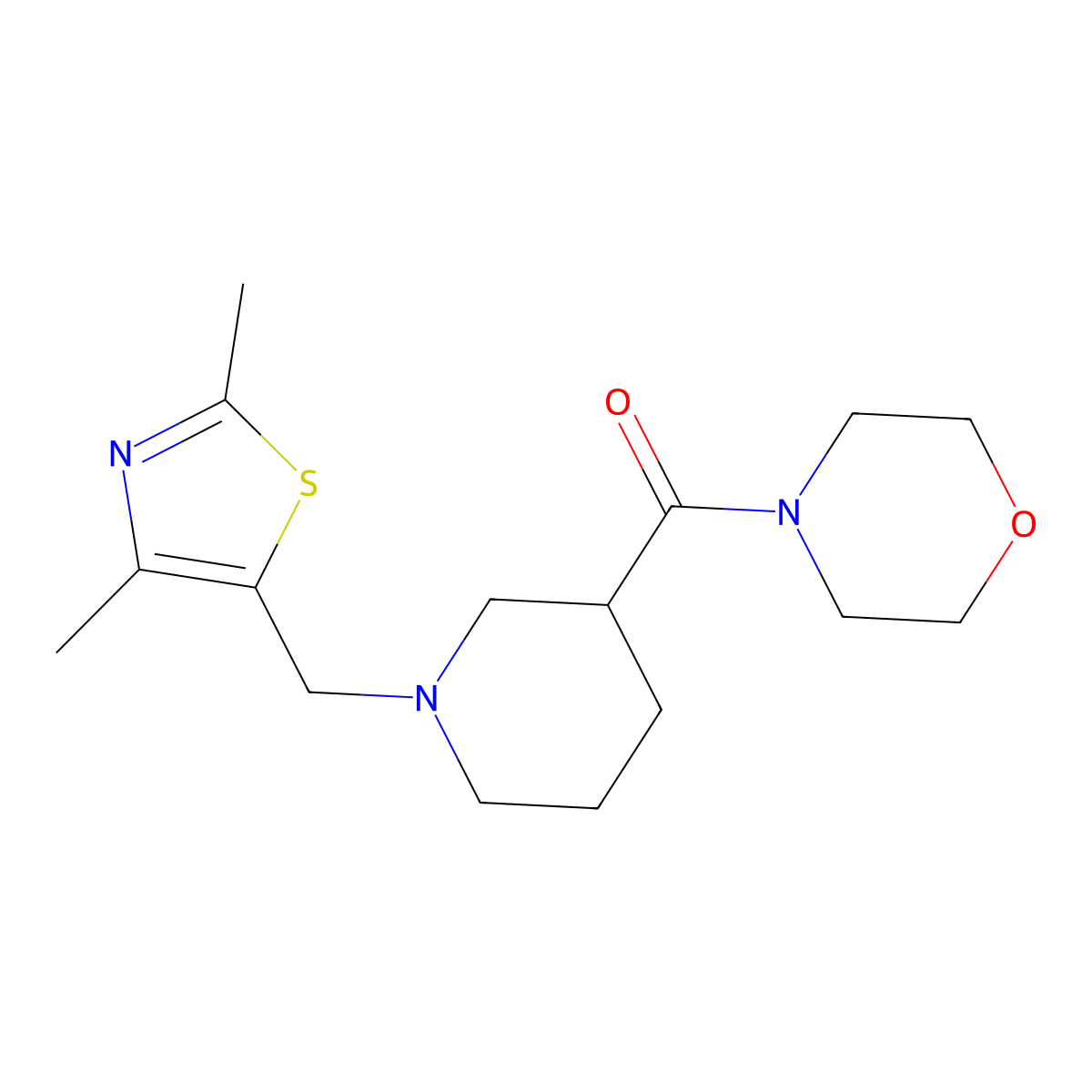 4-{1-[(2,4-Dimethyl-1,3-thiazol-5-yl)methyl]piperidine-3-carbonyl}morpholine molecular structure, CAS 2770604-64-1