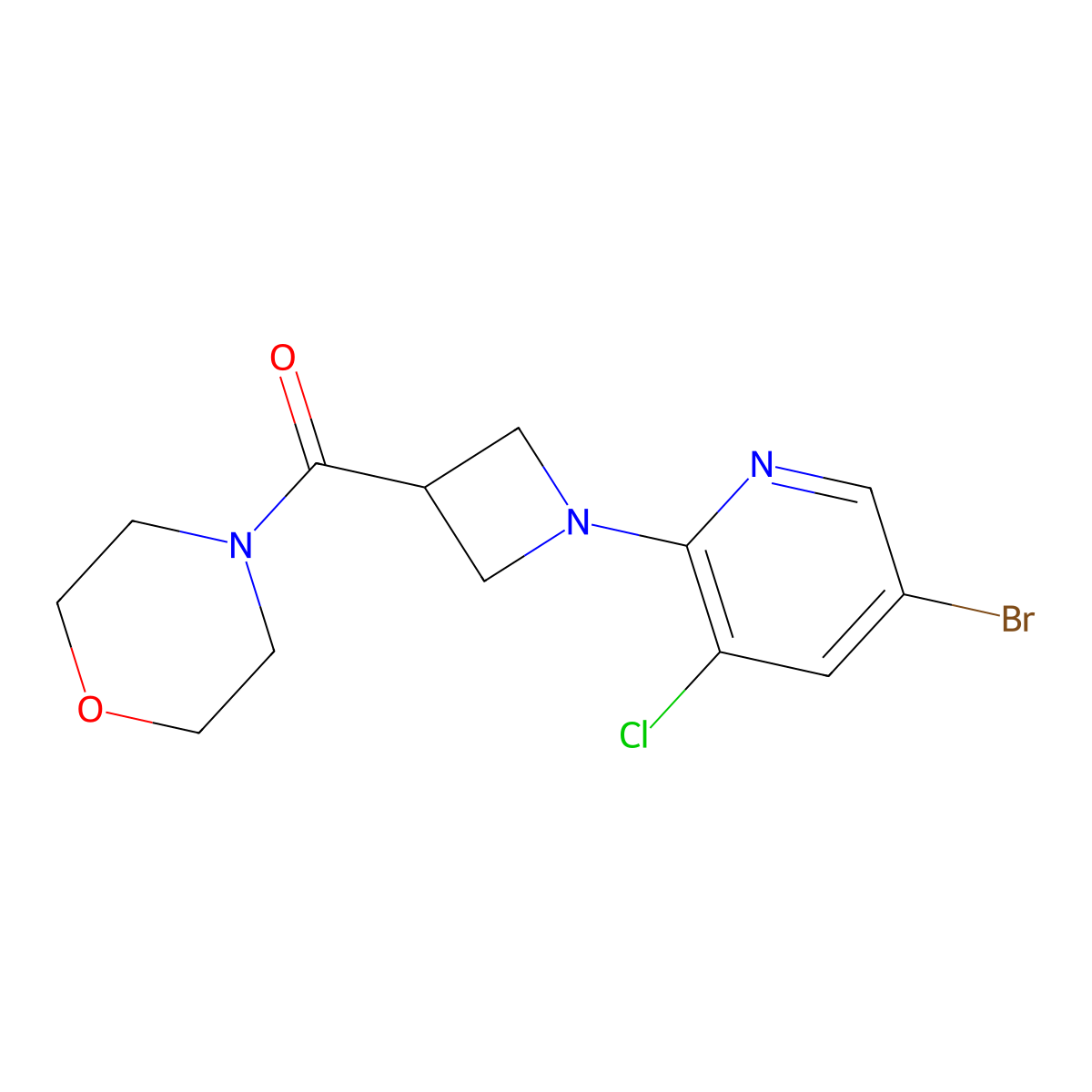 4-[1-(5-Bromo-3-chloropyridin-2-yl)azetidine-3-carbonyl]morpholine molecular structure, CAS 2770604-65-2