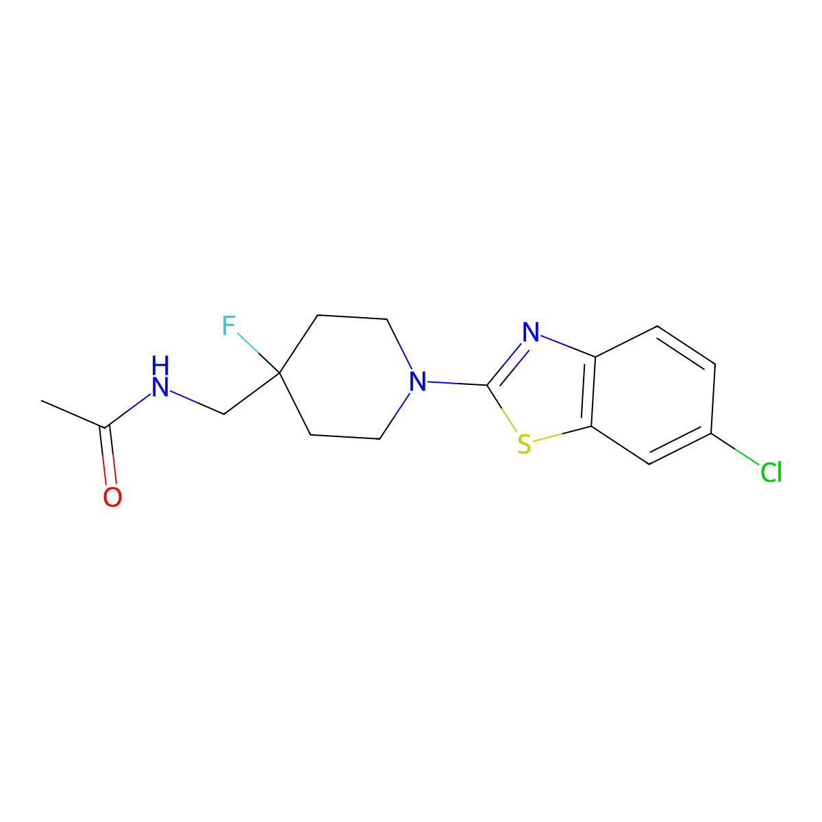 N-{[1-(6-chloro-1,3-benzothiazol-2-yl)-4-fluoropiperidin-4-yl]methyl}acetamide molecular structure, CAS 2770604-67-4