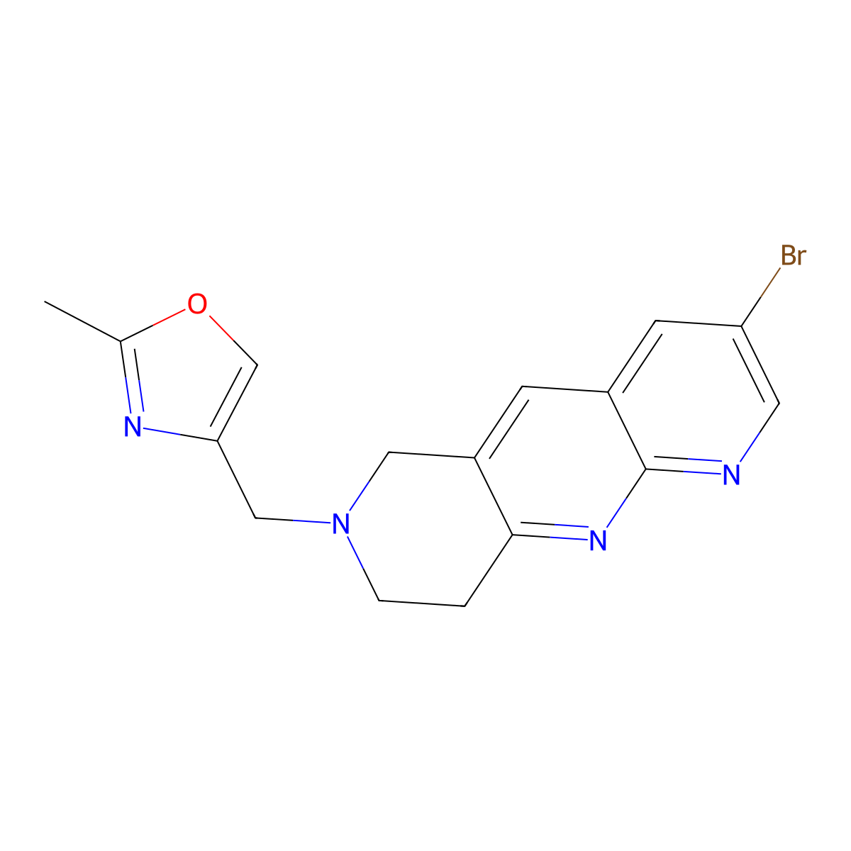4-({3-bromo-6H,7H,8H,9H-pyrido[2,3-b]1,6-naphthyridin-7-yl}methyl)-2-methyl-1,3-oxazole molecular structure, CAS 2770604-71-0
