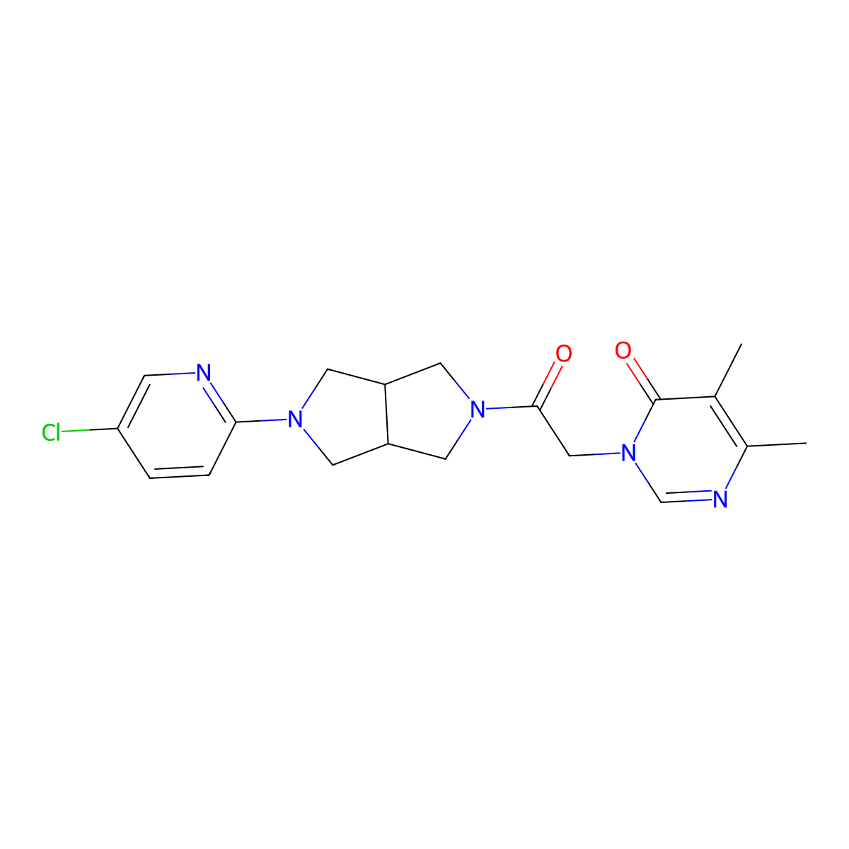 3-{2-[5-(5-Chloropyridin-2-yl)-octahydropyrrolo[3,4-c]pyrrol-2-yl]-2-oxoethyl}-5,6-dimethyl-3,4-dihydropyrimidin-4-one molecular structure, CAS 2770604-79-8