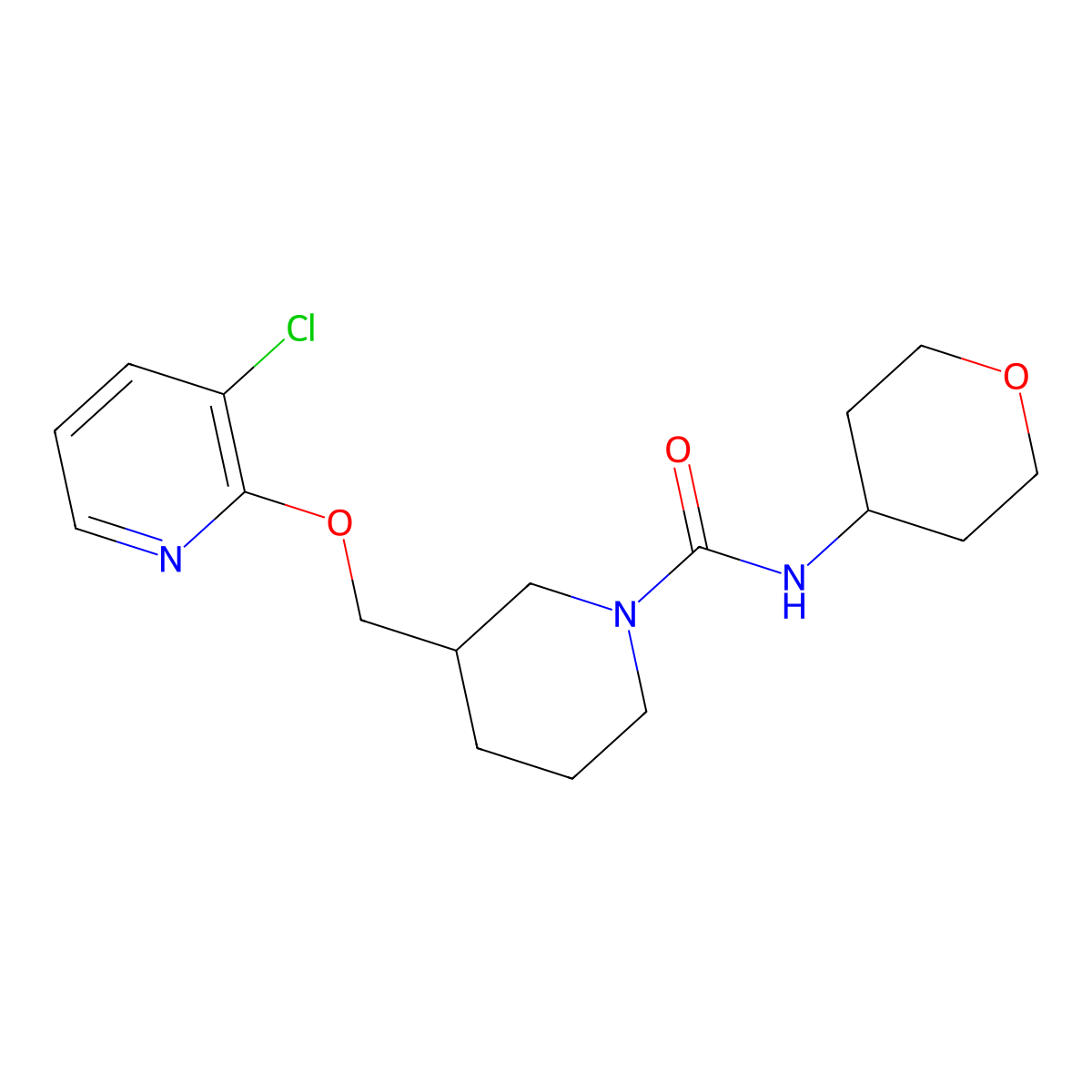 3-{[(3-chloropyridin-2-yl)oxy]methyl}-N-(oxan-4-yl)piperidine-1-carboxamide molecular structure, CAS 2770604-84-5
