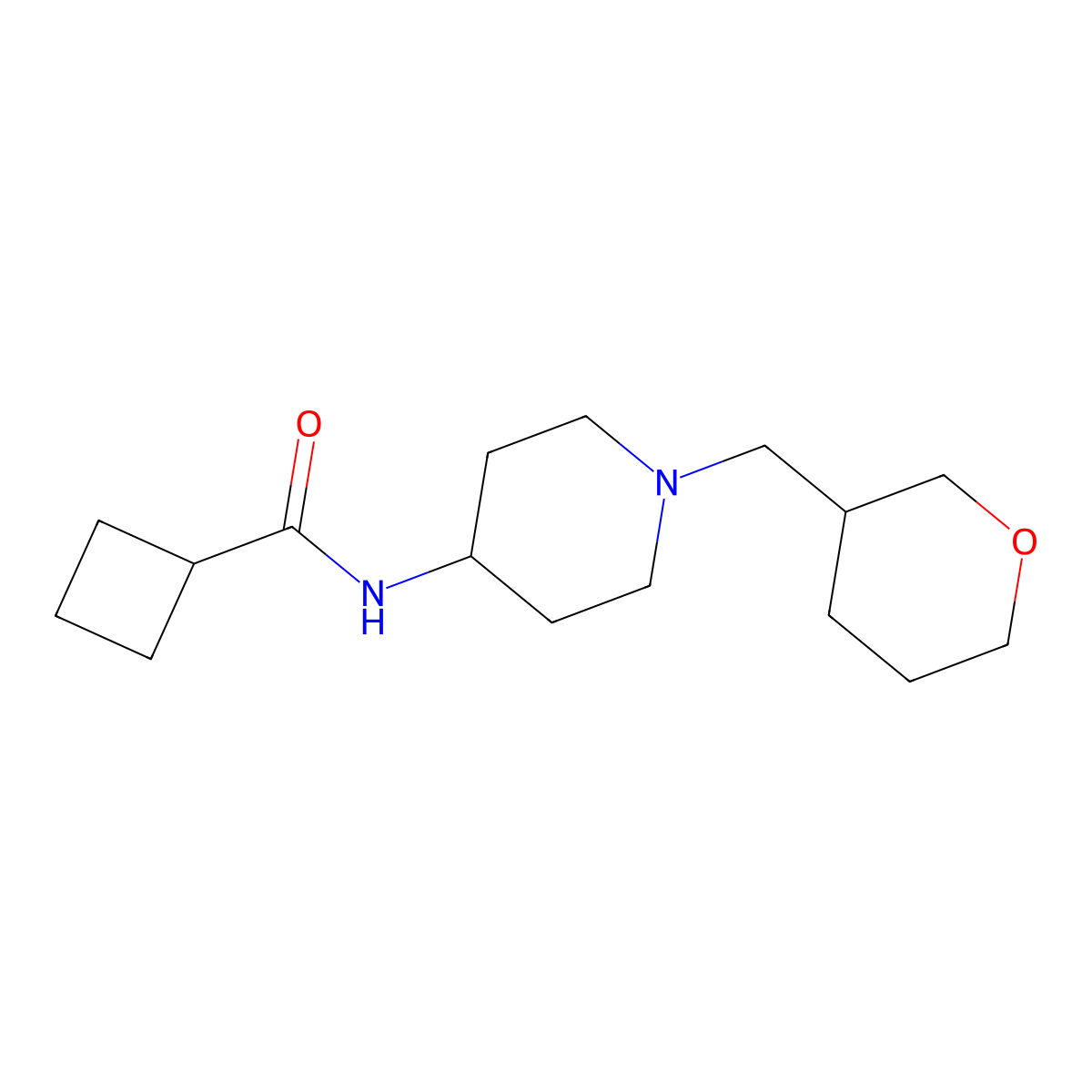 N-{1-[(oxan-3-yl)methyl]piperidin-4-yl}cyclobutanecarboxamide molecular structure, CAS 2770604-88-9