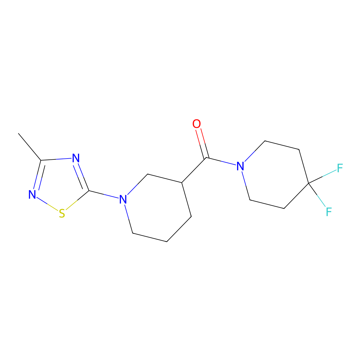 3-(4,4-Difluoropiperidine-1-carbonyl)-1-(3-methyl-1,2,4-thiadiazol-5-yl)piperidine molecular structure, CAS 2770604-97-0