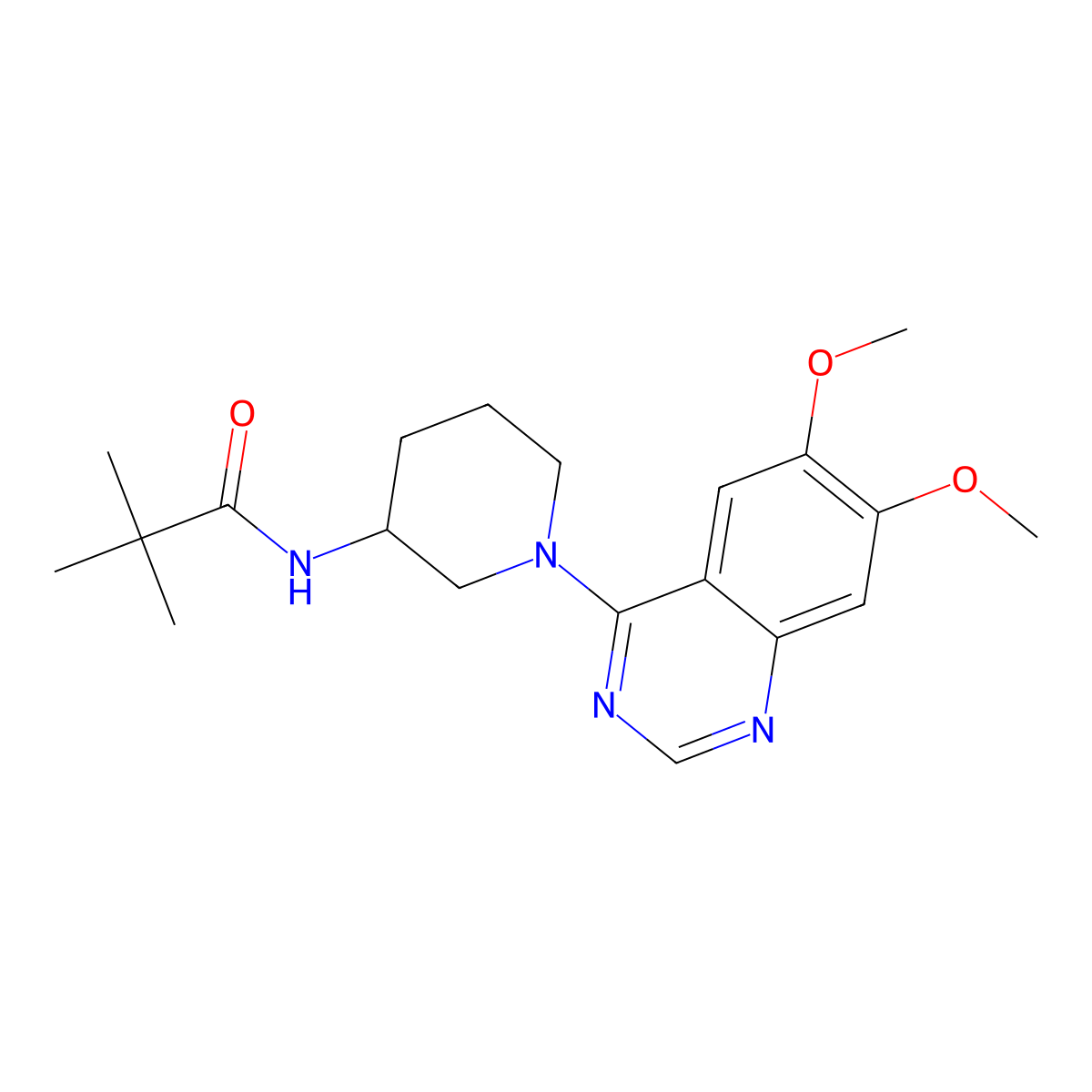 N-[1-(6,7-dimethoxyquinazolin-4-yl)piperidin-3-yl]-2,2-dimethylpropanamide molecular structure, CAS 2770605-00-8