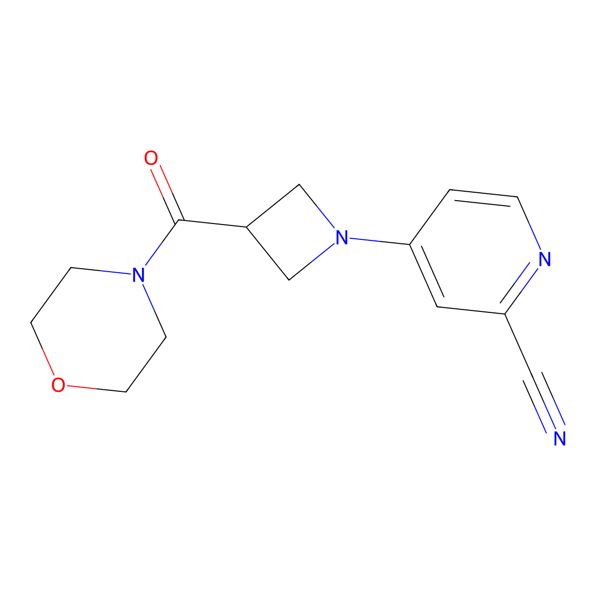 4-[3-(Morpholine-4-carbonyl)azetidin-1-yl]pyridine-2-carbonitrile molecular structure, CAS 2770605-05-3
